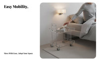 2-Tier Rolling Trolley Easy to Assemble 2-Tier Rolling Organizer for Dining Area