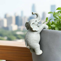 Elephant Pot Hugger Clinging Garden Decoration Whimsical for Courtyard