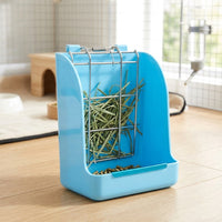 Spring Loaded Feeder Bunny Hay Feeder with Grid Hay Rack for Wire Cages, Easy Cleaning Hay Feeder for Small Pet Enclosures