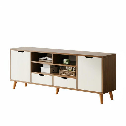 Contemporary Television Cabinet Multi-Functional TV Console with Storage Raised Design Storage Entertainment Center for Small Apartments, Bedroom