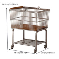 Rolling Laundry Cart Two-Tier Laundry Basket Cart Mesh for Bathroom, Bedroom