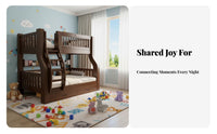 Multifunctional Tiered Bed Space Saving Twin over Twin Bunk Bed Guardrails Kids Furniture for Siblings, Boys, Small Apartment, Playroom, Home