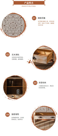 法式餐边柜复古雕花客厅靠墙角柜实木收纳柜家用玄关柜做旧家具白