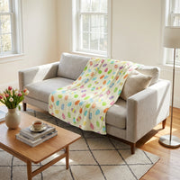 Easter Bunny Blanket Warm Hare Illustration Flannel Blanket Ideal Gift Soft Fleece Throw for Families, Children, Bedroom, Living Room
