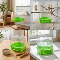 Bird Bath for Parrot, Cockatiel, and Budgie; Covered Corner Design with Screws; Pet Bird Bath for Small Birds and Canaries