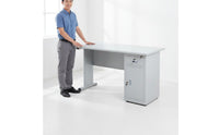 Metal Office Desk with Locking Drawers Wide Desktop Steel Computer Desk Built-in Cable Management Single Person Workstation with Storage for Dorm Room