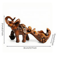 Elephant Figurine with Bottle Holder Charming Beverage Holder Figurine Earthy Decor for Dining Room