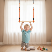 Kids Indoor Beechwood Climbing Bar for Sensory Integration Training, Portable Hanging Pull-Up Bar