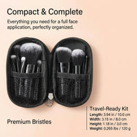 10 Pcs Travel Makeup Brush Set with Pouch, Mini Portable Cosmetic for Women, Short Handle Synthetic Bristles for