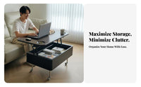 elevateTop C-Table with Casters Vintage Design Household Furniture Height Adjustable Multi-Purpose for Students, Adults