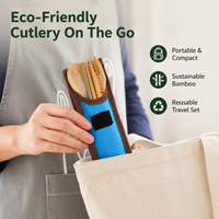 Reusable Travel Flatware Fiber Utensils with Case, Portable Eating Utensils for Travel, Spoon & Straw Included