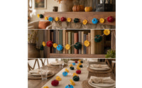 Garland with Velvet Pumpkins Fall Table Centerpiece Lightweight for Mantel, Party Backdrops