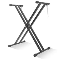 Double-Tube X-Type Keyboard Stand, Foldable, Adjustable, Heavy-Duty, Double-Layer