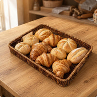 Woven Serving Tray Elevated Rim Tableware Polished for Fruit Display