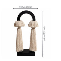 Cotton Rope Art Decor Artistic Imperfection Design Black Hoop Tassel