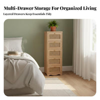 Rattan Drawer Cabinet Retro Design Rattan Front Cabinet Easy Assembly