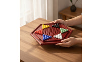 Wooden Chinese Checkers with Marbles High-Quality Chinese Checkers Travel Board Game with Marbles Family for Classrooms