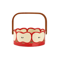 Ceramic Fruit Basket with Wooden Handle Open-Top Ceramic Candy Dish with Handle