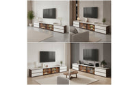 TV Cabinet with Glass Door Modern Media Console Stone-TV Stand for Living Room, Apartment