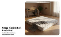 Stable Structure Iron Double Decker Bed Staircase Entry Metal Loft Bed with Stairs Reversible Assembly Bedroom Furniture for Adults, Students, Teens, Small Apartment, Dorm Room, Study Area, Home Office