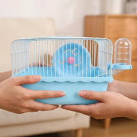 Hamster Cage and Travel Carrier, Single-Tier Small Animal Enclosure with Handle for Outdoor Travel, Small Hamster Cage