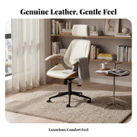 Highrear managerial Armchair Genuine Leather Computer Chair Italian aesthetic Padded Armrests for managerials, Professionals