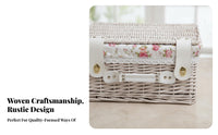 2 Pieces Lidded Wicker Basket Rustic Design Picnic Hamper Multi-Purpose for Home