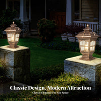 European Design Outdoor Pillar Lantern Waterproof Garden Column Lamp Weather Resistant for Courtyard, Pathway