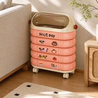 Rolling Trash Bin Modern Wastebasket Smooth for Bathroom, Bedroom