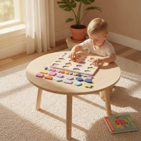 Number Puzzle Board with Blocks Educational Wooden Shape Puzzle Shape Blocks Natural Wood Non for Toddlers, Playroom