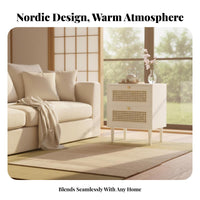 2-Drawer Woven-Front Cabinet Compact Size 2-Drawer Storage Stand Multi-Purpose