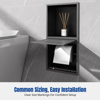 Wall Niche Recessed Tissue Box, 304 Stainless Steel, Bathroom Embedded Toilet Paper Holder, Double Tier, Waterproof