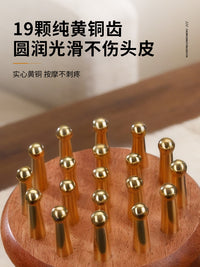 Pure Brass and Wood Head Massage Comb Portable Scalp Scraping Meridian Brush