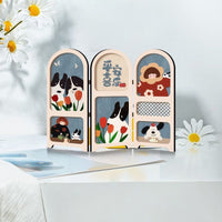Modern Minimalist Entryway Tabletop Screen Decoration, Cartoon Peace and Joy Living Room TV Cabinet Folding Tabletop Art