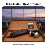 Multi-Purpose Leather Writing Instrument Case Minimalist Design Zippered Pen Pouch Multifunctional Crazy Horse Leather Bag Long-Lasting for Students, Professionals, Artists, School, Office, Travel