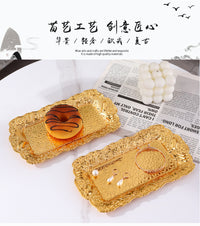 High-End Fruit Tray with Floral Pattern for Home Living Room