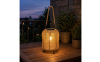 Handwoven Solar Lantern Braided Rope Handle Handwoven Rattan Lantern for Balcony