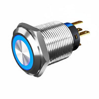 Round Waterproof Push Button Long Mechanical Life Waterproof Stainless Steel Switch for Automotive, Marine