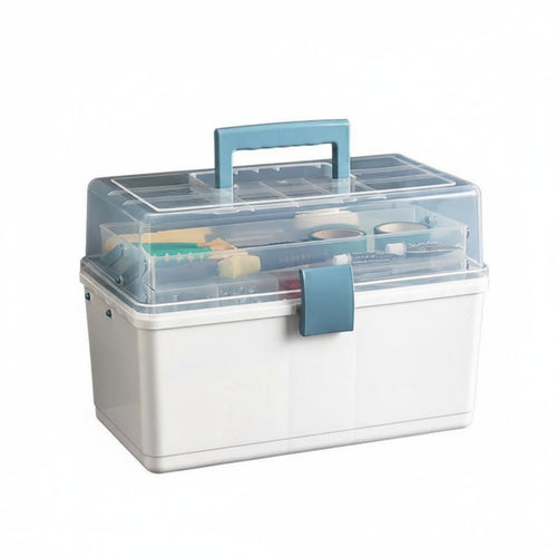 3-Tier Folding Tool Case Transparent Lid 3-Tier Cantilever Toolbox Sturdy