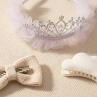 Cloud Bubble Mesh Hair Clip with Feather Decoration, Sweet Korean Style Winter Hair Accessories