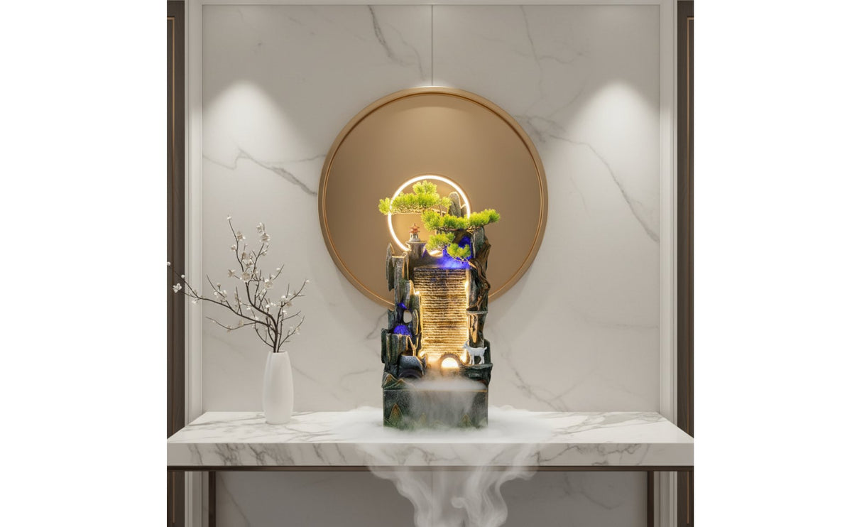 Nature-Inspired Design Rockery Water Fountain Quiet Pump Bonsai Rockery Fountain Bonsai Mountain Water Feature for Living Room, Office