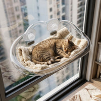 Window Cat Bed and Transparent Cat Bed, Frameless Suction Cup Cat Bed with Strong Suction Cup Mounting, Space Saving Cat Hammock for Indoor Cats