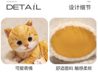 Cute Tabby Cat Plush Toy with Bed, Simulated Kitten Stuffed Animal, Home Decor, Gift