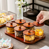 Hammered Glass Fruit Tray with Compartments, Japanese Style