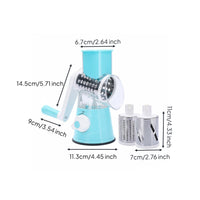 3 Interchangeable Blades Manual Drum Shredder Easy to Clean Rotary Vegetable Cutter High Effectiveness Hand Crank Cheese Grater