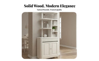 Entryway Storage Cabinet Spacious Countertop Room Divider Shelf Solid Wood Standing Beverage Bar Cabinet with Built-in Glass Rack Suitable for Homeowners Home Styling
