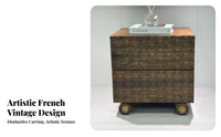 Bedside Storage Unit Handleless Doors Wavy Front Cabinet Rattan features