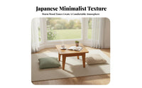 Foldable Low Tea Table Rounded Corners Bay Window Short Table Sturdy and Stable Japanese Aesthetic Floor Desk for Living Room