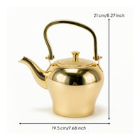 Teapot with Curved Spout Polished Kettle with Arched Handle Tabletop Tea Kettle for Kitchen Counter