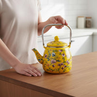 Flat Bottom Tea Kettle Thickened Floral Enamel Kettle Induction Compatible